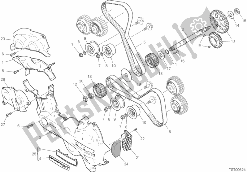All parts for the Timing System of the Ducati Multistrada 1260 S ABS Thailand 2020